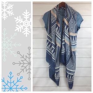 Tribal Print Scarf Boho Geometric Blue